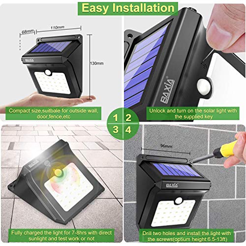 BAXIA TECHNOLOGY BX-SL-101 Solar Lights Outdoor 28 LED Wireless Waterproof
