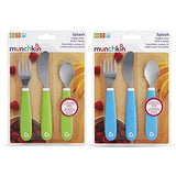 Munchkin Splash Toddler Fork, Knife and Spoon Set, 6 Pack, Blue/Green