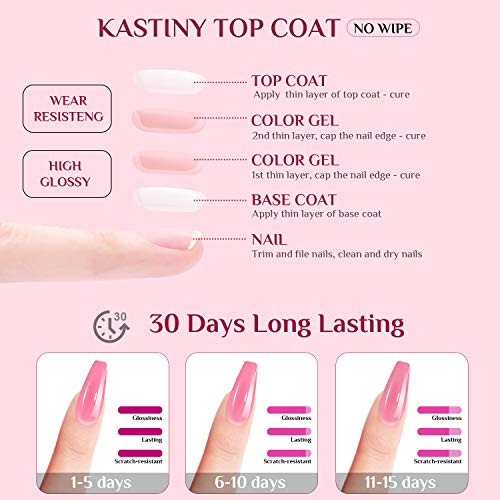 Gel Nail Polish Kit, Kastiny 24 Colors Glitter Rainbow Soak Off Nail Gel Collection with Base