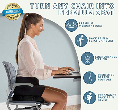 ComfiLife Premium Comfort Seat Cushion - Non-Slip Orthopedic 100% Memory