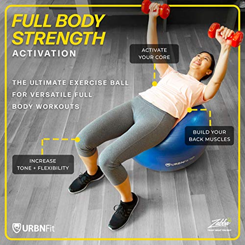 URBNFit Exercise Ball (Multiple Sizes) for Fitness, Stability, Balance & Yoga Ball