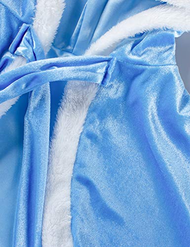 Party Chili Fur Princess Hooded Cape Cloaks Costume for Girls Dress Up Blue