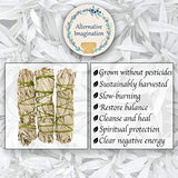 Premium California White Sage 4 Inch Smudge Sticks - 3 Pack. Use for Home Cleansing