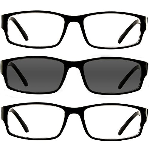 Reading Glasses - 9504HP - 3 Pack - 2 Black & 1 Sun Black - 1.00