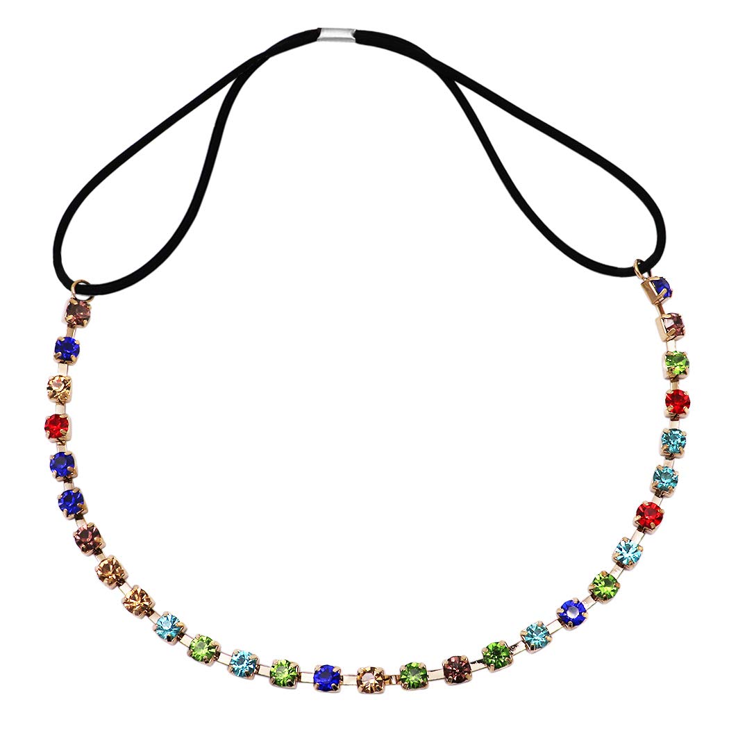 Rosemarie & Jubalee Women's Sparkly Crystal Rhinestone Stretch Elastic Headband Hair Accessory