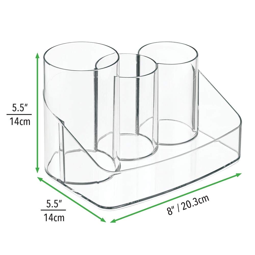 mDesign Men's Plastic Countertop Beard and Hair Care Grooming Storage Organizer for Combs, Brushes, Shaving Cream, Spray, trimmer, Razor, Tools Set Kit, Cologne - Clear