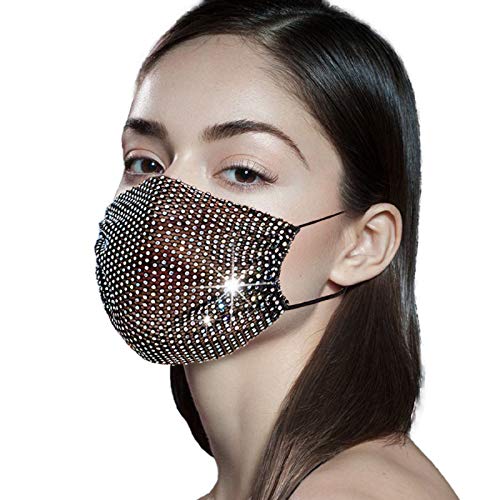Sparkly Rhinestone Mesh Face Mask for Women Crystal Masquerade Face Masks