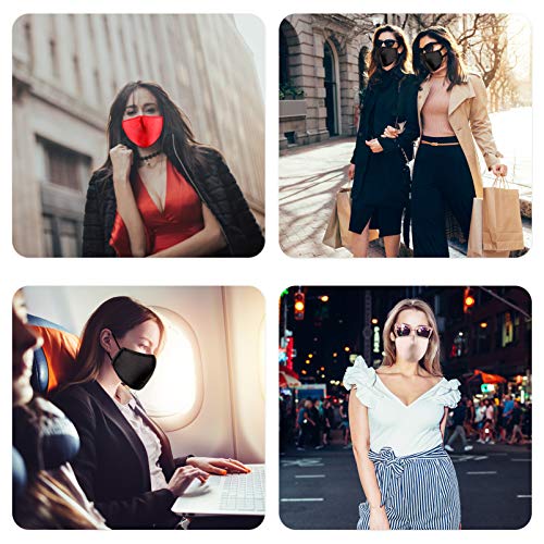 Black Silk Face Mask Washable Reusable Satin Cloth Fabric for Women Adult