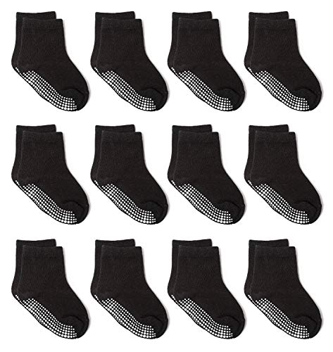 Zaples Grip Crew Socks with Non Slip/Anti Skid Soles for Baby Infants
