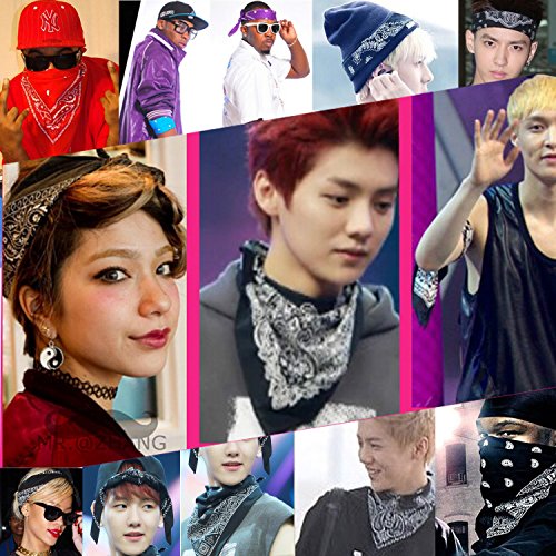 12pcs Bandanas 22 X 22 Inch 100% Cotton Novelty Double Sided Print Paisley