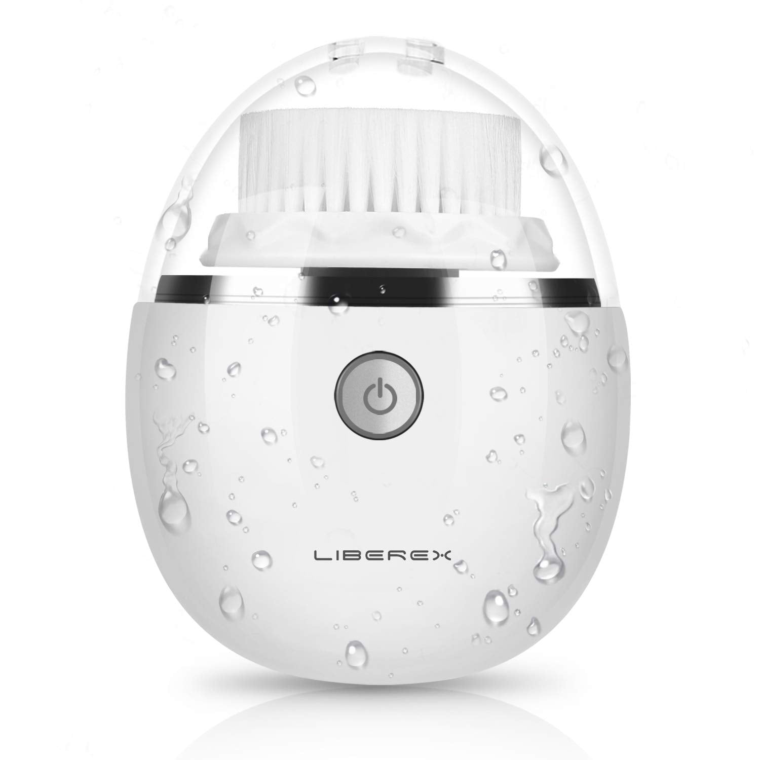 Liberex Sonic Vibrating Facial Cleansing Brush - 3 Brush Heads with 3 Modes, Waterproof, Smart Timer, Wireless Charging for Face Cleaning, Exfoliating and Massaging, Egg Shape, White