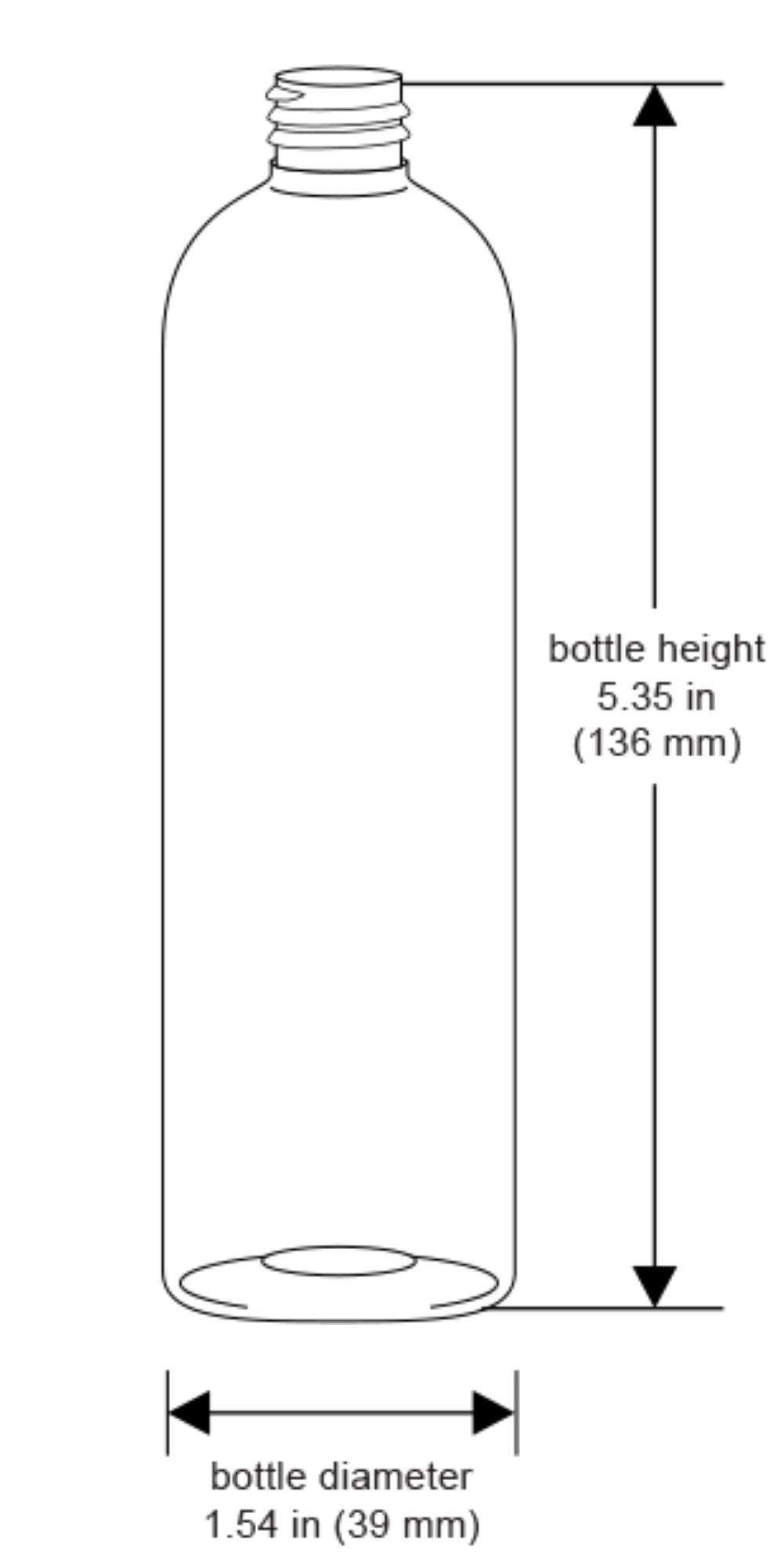 4 Ounce PET BPA-Free Plastic Empty Refillable Cosmo Round Bottles With Solid, Smooth, Lined Black Caps (12 count) (White)