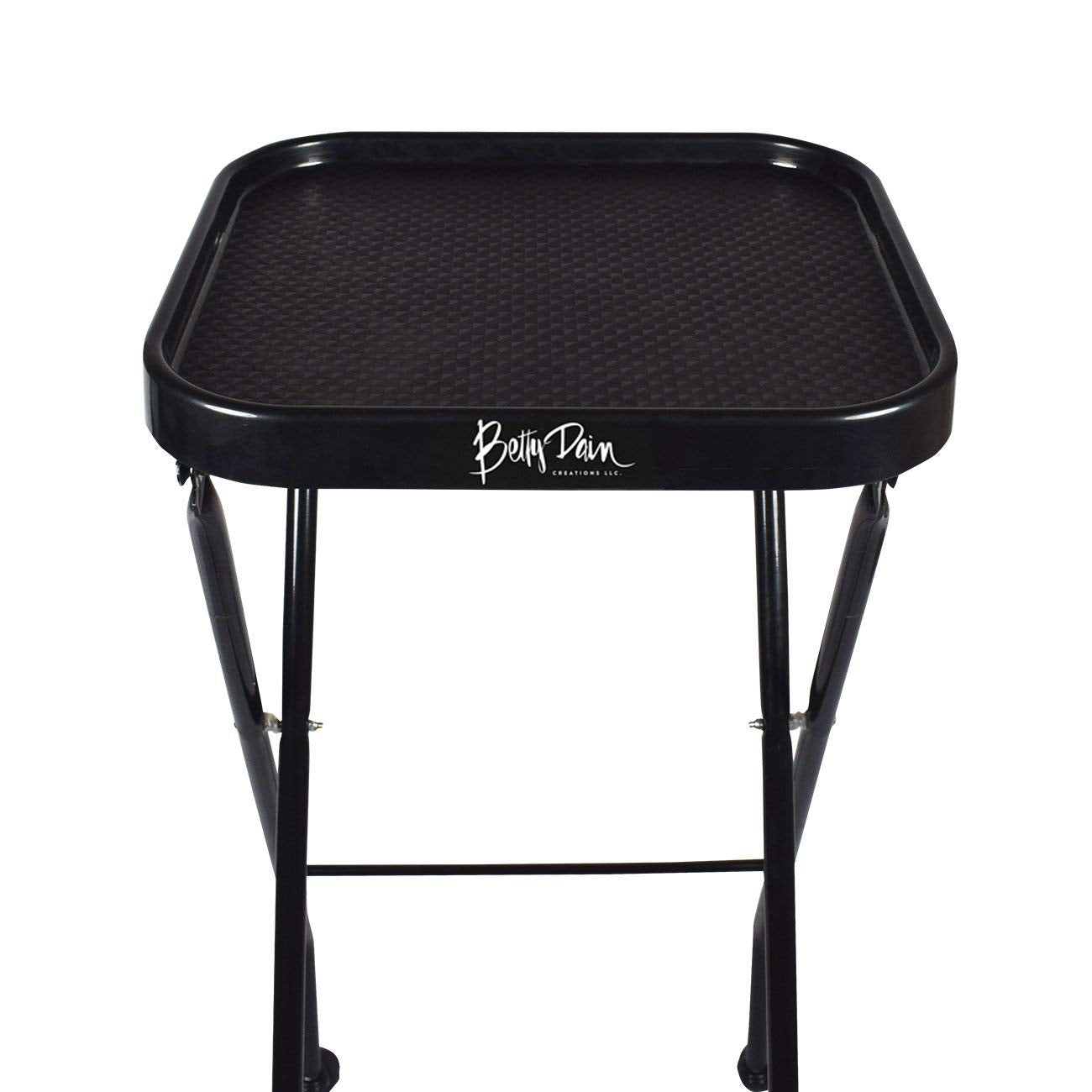 Betty Dain Folding Service Tray, Organized Work Area For Salon Services, Simple Tray Lock Release Tilts to Upright Storage Position, Rubber Wheels, 14.5 x 13.5 Inch Tray, 35 Inch height