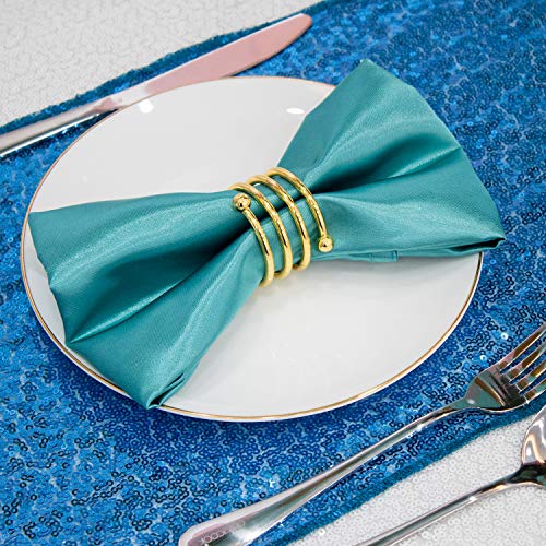 TCBESTO Aqua Blue Table Runner 12"x72" Sequin Table Runners Sparkly Glitter Metallic