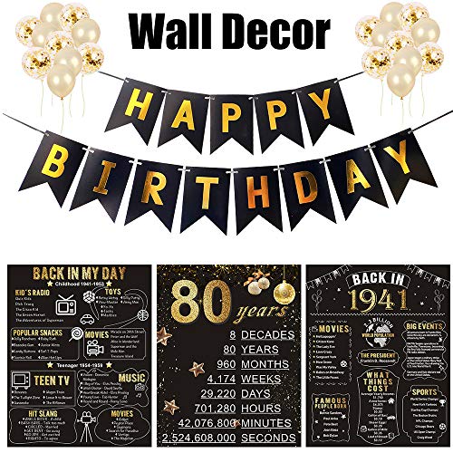 Homanga 80th Birthday/Anniversary Poster, 3 Pieces 11”x 14” Back In 1941 Sign