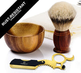 Barber Straight Razor, Professional Barber Straight Edge Razor For Men - Single Ring Barber Razor Compatible with Double Edge Blade Beard Shaping tool, Titanium Gold Beard Shaper by FORGICA