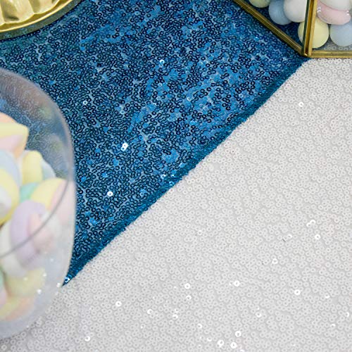 TCBESTO Aqua Blue Table Runner 12"x72" Sequin Table Runners Sparkly Glitter Metallic