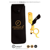 Barber Straight Razor, Professional Barber Straight Edge Razor For Men - Single Ring Barber Razor Compatible with Double Edge Blade Beard Shaping tool, Titanium Gold Beard Shaper by FORGICA