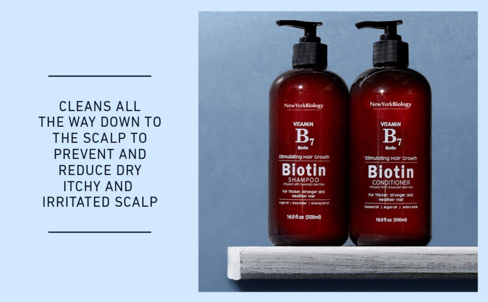 Biotin Shampoo and Conditioner Set for Hair Growth and Thinning Hair – Thickening Formula for Hair Loss Treatment – For Men & Women – Anti Dandruff - 16.9 fl Oz