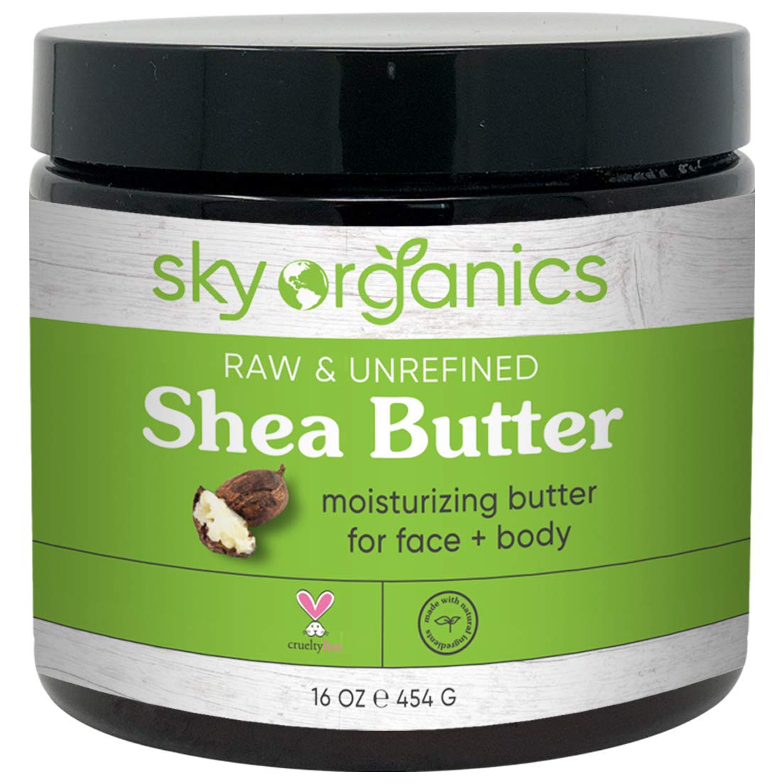 Shea Butter by Sky Organics (16 oz) 100% Pure Unrefined Raw African Shea Butter for Face and Body Moisturizing Natural Body Butter for Dry Skin