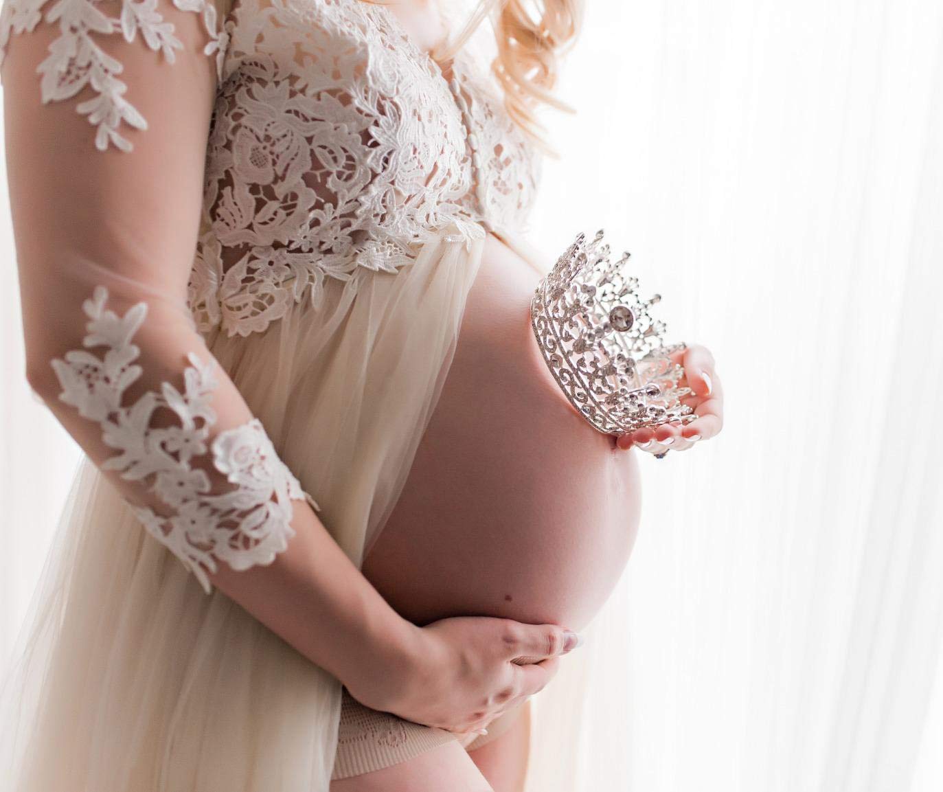 SWEETV Full Round Crystal Queen Crown for Women, Rhinestone Tiara Cake Topper for Birthday Pageant Prom Wedding Baby Shower, Silver