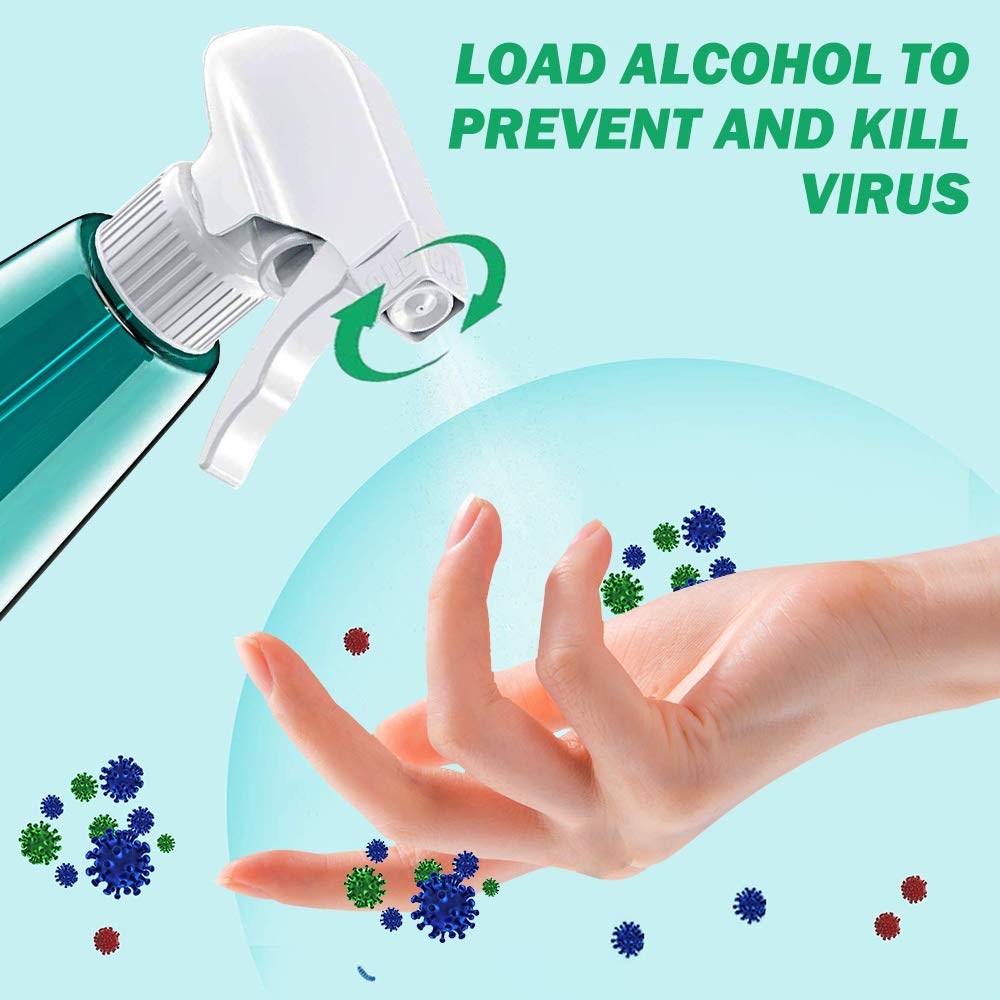 doerfeel plastic spray bottle, 16oz Trigger Sprayer, 3 modes (spray and dew and off), refillable empty spray bottle, can be used for kitchen cleaning, fresh air, garden-2 pcs