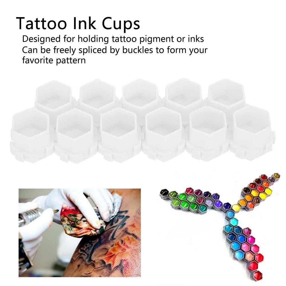 200Pcs Tattoo Ink Cups, Tattoo Pigment Ink Caps Honeycomb Shape Pigment Holder Cups Permanent Makeup Supplies For Tattooing Tattoo Machine (01#)