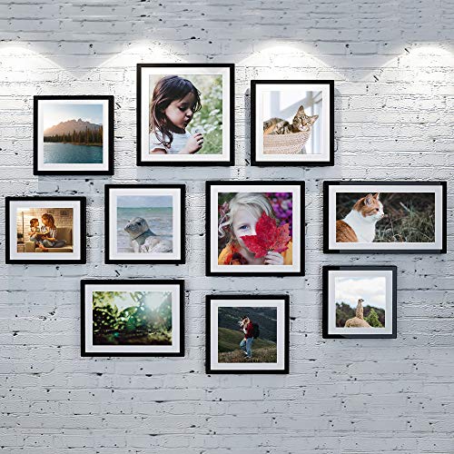 upsimples 9x12 Picture Frame Set of 5,Display Pictures 6x8 with Mat or 9x12 Without Mat