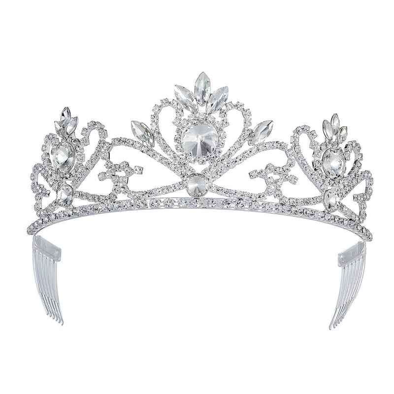 YZHSTONE Wedding Bridal Birthday Queen Crown Tiaras Female Women Princess Girls Costume Prom Pageant Homecoming Queen Tiara Crowns Silver Crystal Rhinestone Crown Tiara