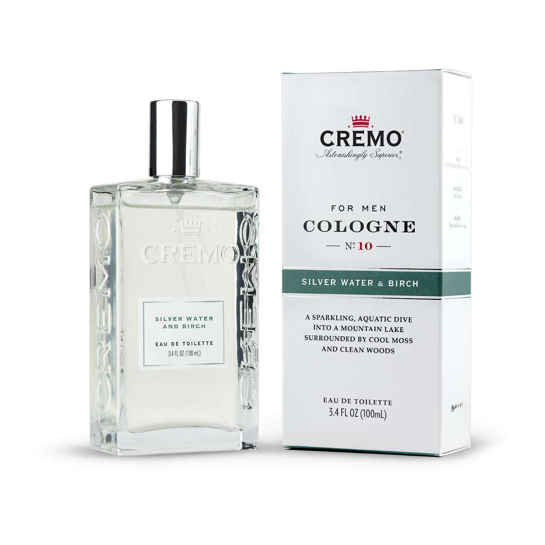 Cremo Silver Water & Birch Cologne Spray, A Crisp Scent with Notes of Forest Moss, Lavender and White Birch, 3.4 Oz