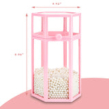 Glass Organizer for Makeup Brush, Suream 8.46â Black Hexagon Transparent Beauty Cosmetic Holder with Lid, Eyeliner Display Storage with White Pearls for Desktop, Dresser, Bedroom vanity and Countertop