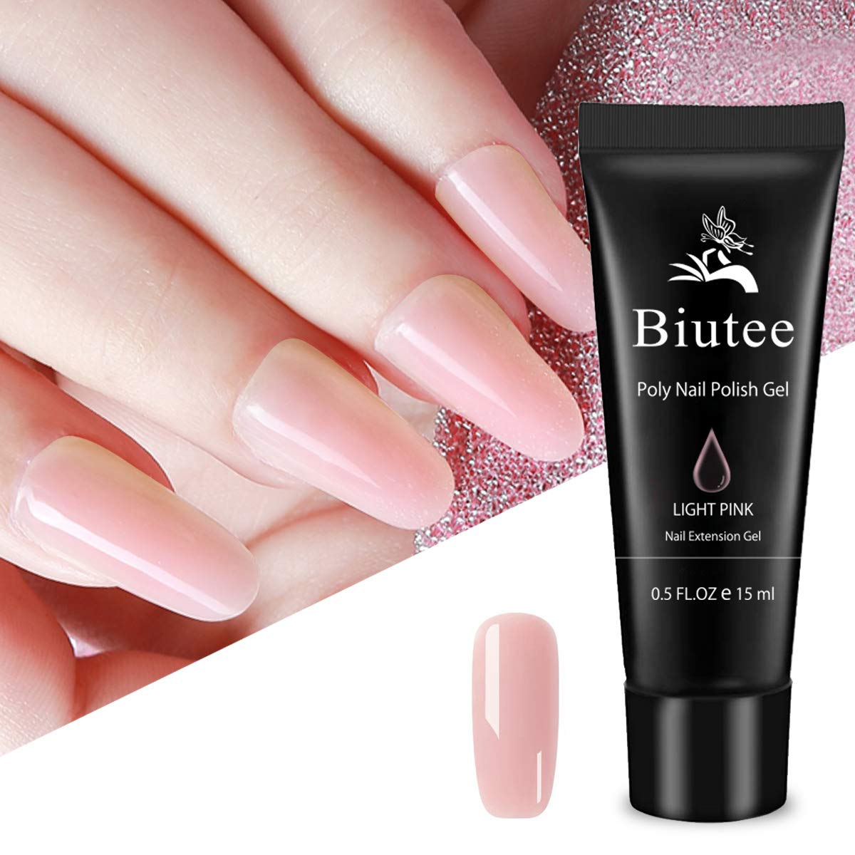 Glitter Poly Gel Poly Nail Extension Gel Kit Poly Nail Kit Builder Gel Poly Gel for Nail Kit Glitter Clear Pink Color Nail Extender Gel