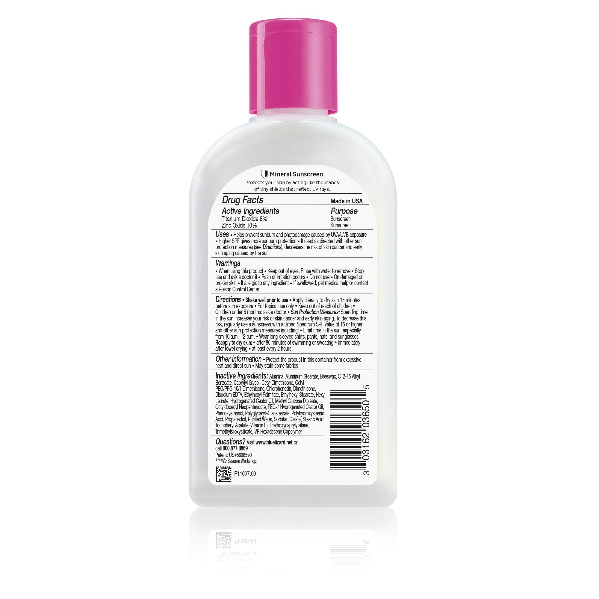 Blue Lizard Baby Mineral Sunscreen with Zinc Oxide, SPF 50+, Water Resistant, UVA/UVB Protection with Smart Bottle Technology - Fragrance Free, Reef Safe, 8.75 oz.