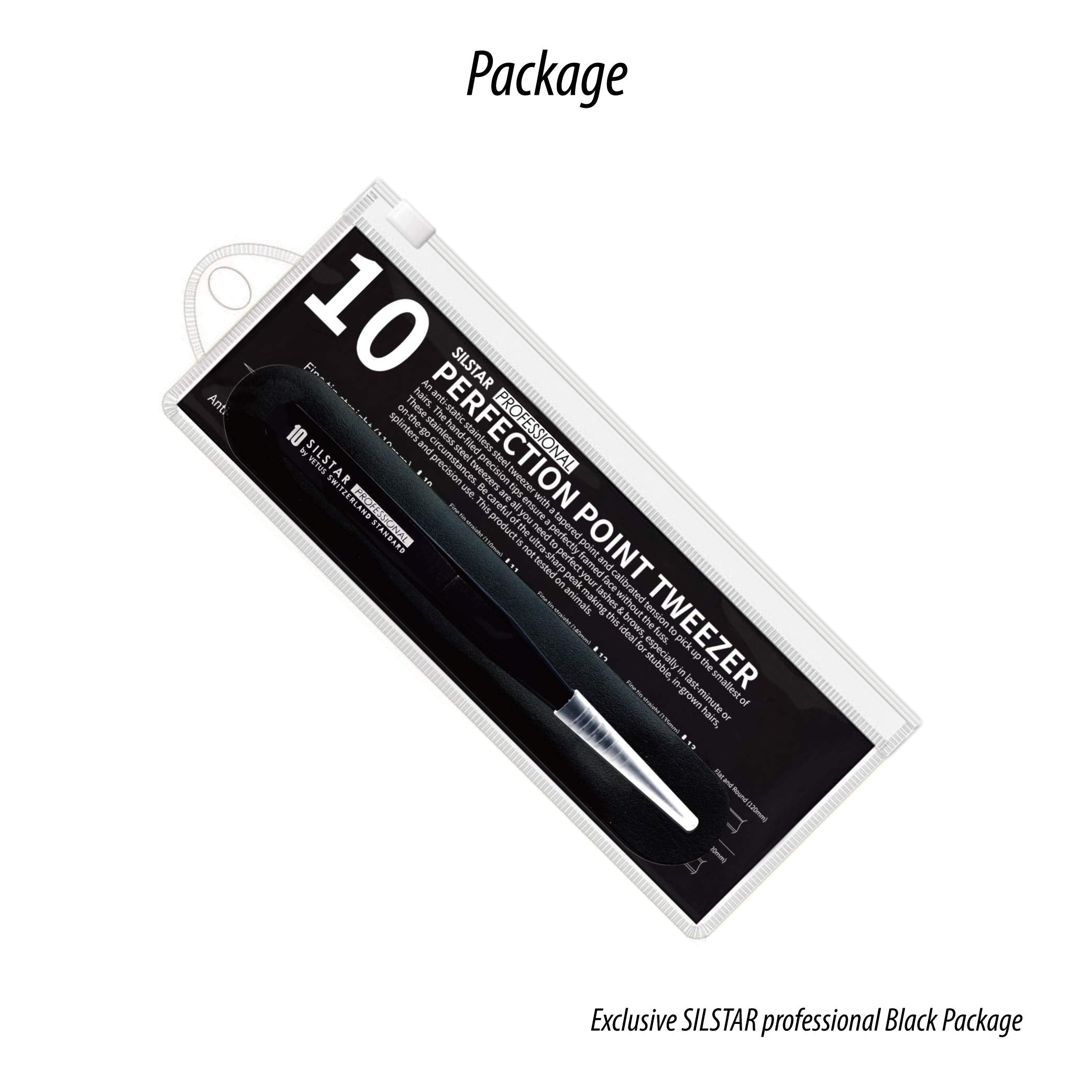 SILSTAR PROFESSIONAL PERFECTION POINT TWEEZER 14, Tweezers - with Protective Zip Pouch - Best Tool for Men and Women
