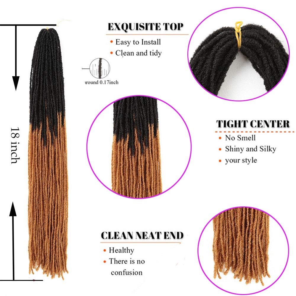 Ali Show 18inch Sister Locks Crochet Braids 54roots/pack Micro Faux Locs Crochet Hair Mini Dreadlocks Afro Twist Braids Syntehtic Hair Extension 4pack/lot (18inch, T1B/27)