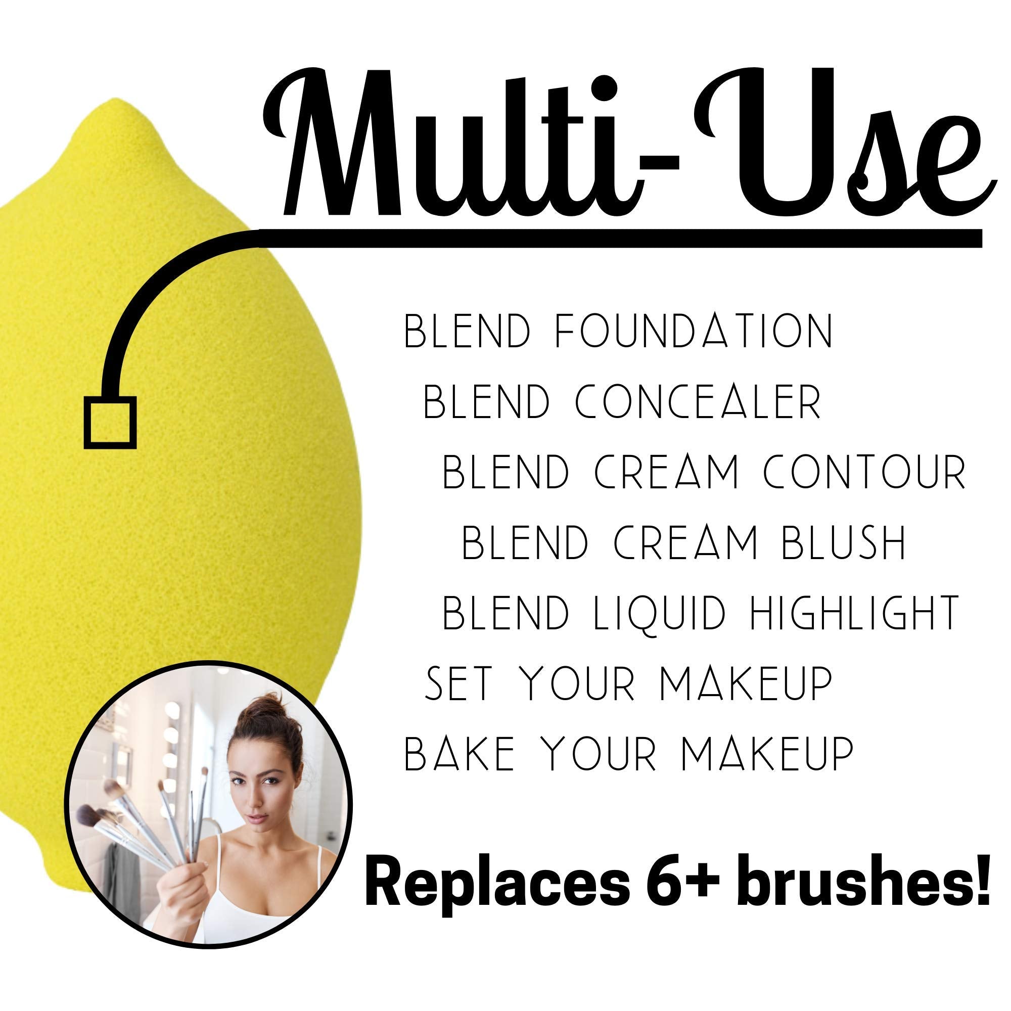 Thirsty Lemon Makeup Sponge by Ally Things Beauty | Yellow Lemon Shaped Makeup Blender for Liquid Foundation, Cream or Powder Blending - Cosmetic Applicator - Cute & Latex-Free Daily Beauty Sponge