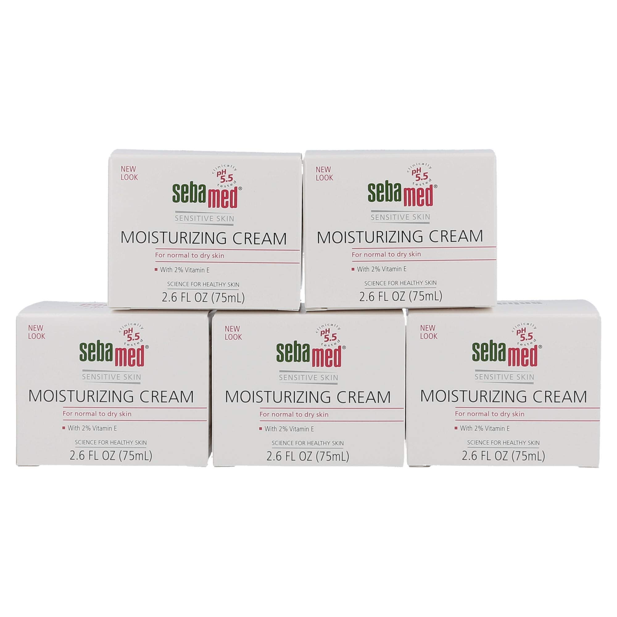 Sebamed Moisturizing Face Cream for Sensitive Skin Antioxidant pH 5.5 Vitamin E Hypoallergenic 2.6 Fluid Ounces (75mL) Ultra Hydrating Dermatologist Recommended Moisturizer (Pack of 5)