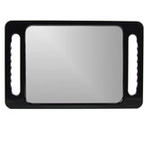 Large Hand Mirror with Double Handle - Rectangular Hand Held Mirror with Handle - Hair Salon Equipment Hairstylist and Barber Accessories (Black)