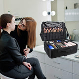 MONSITNA Extra Large Makeup Case 17.7 Inch Super Large Capacity Travel Makeup Train Case Professional Makeup Artist Case Nail Polish Organizer Storage Box with Two Adjustable Shoulder Strap
