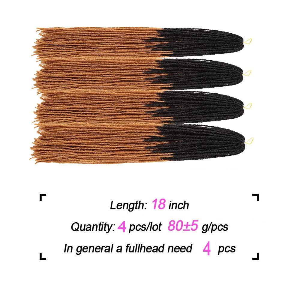 Ali Show 18inch Sister Locks Crochet Braids 54roots/pack Micro Faux Locs Crochet Hair Mini Dreadlocks Afro Twist Braids Syntehtic Hair Extension 4pack/lot (18inch, T1B/27)