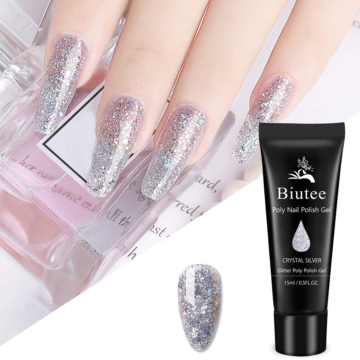 Glitter Poly Gel Poly Nail Extension Gel Kit Poly Nail Kit Builder Gel Poly Gel for Nail Kit Glitter Clear Pink Color Nail Extender Gel