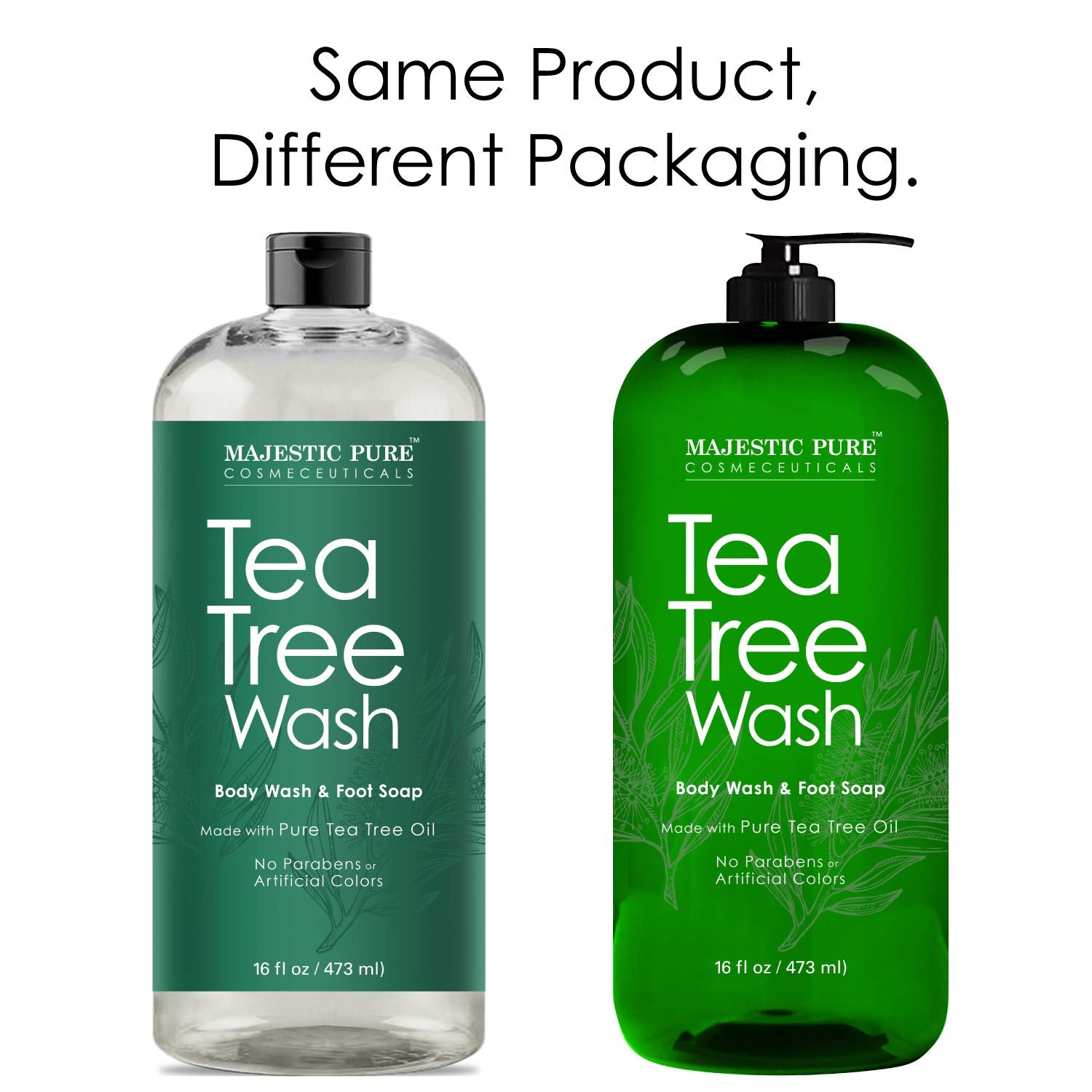 Majestic Pure Tea Tree Body Wash - Formulated to Combat Dry, Flaky Skin - Soothes, Nourishes and Moisturizes Irritated, Chapped, Problem Skin Areas - (Packaging may Vary) -16 fl. oz.