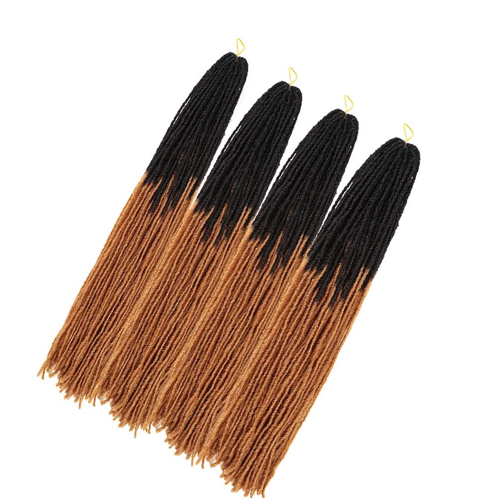 Ali Show 18inch Sister Locks Crochet Braids 54roots/pack Micro Faux Locs Crochet Hair Mini Dreadlocks Afro Twist Braids Syntehtic Hair Extension 4pack/lot (18inch, T1B/27)