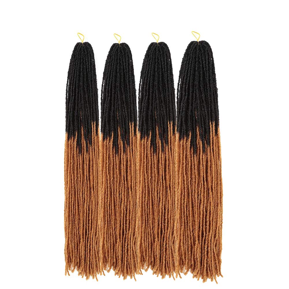 Ali Show 18inch Sister Locks Crochet Braids 54roots/pack Micro Faux Locs Crochet Hair Mini Dreadlocks Afro Twist Braids Syntehtic Hair Extension 4pack/lot (18inch, T1B/27)