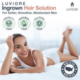 Luviore Ingrown Hair Treatment and After Shave Solution | Ingrown Hair Serum for Razor Burn and Razor Bump Treatment for Bikini Area | After Waxing Skin Care | Moisturizing Serum for Women & Men, 4oz