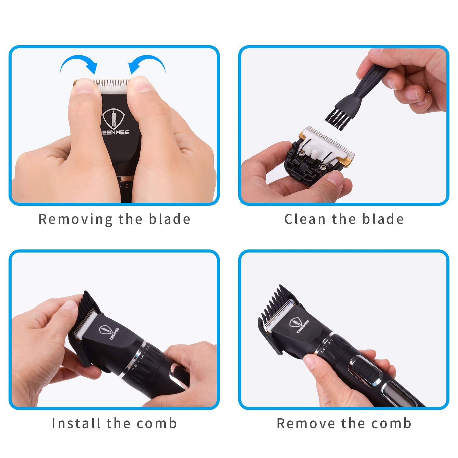 Ceenwes Hair Clippers Professional Heavy Duty Barber Shavers Machine 3-Speed Rechargeable Cordless Haircutting Tools for Men and Family Use