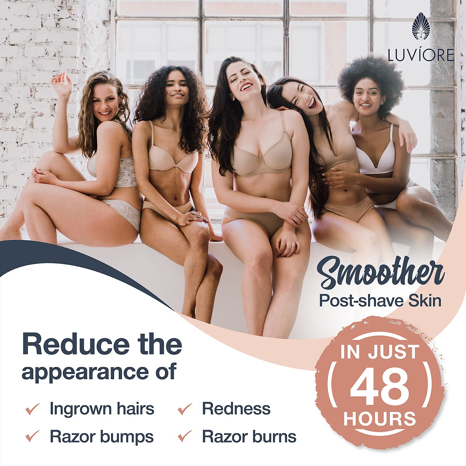 Luviore Ingrown Hair Treatment and After Shave Solution | Ingrown Hair Serum for Razor Burn and Razor Bump Treatment for Bikini Area | After Waxing Skin Care | Moisturizing Serum for Women & Men, 4oz