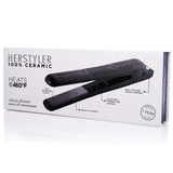 Herstyler Forever Straightening Flat Iron | Travel Friendly Dual Voltage Flat Iron 1.25 inch | Ceramic Hair Straightener For Silken Hair | Negative Ion Technology To Fight Frizz | Beautiful In Black
