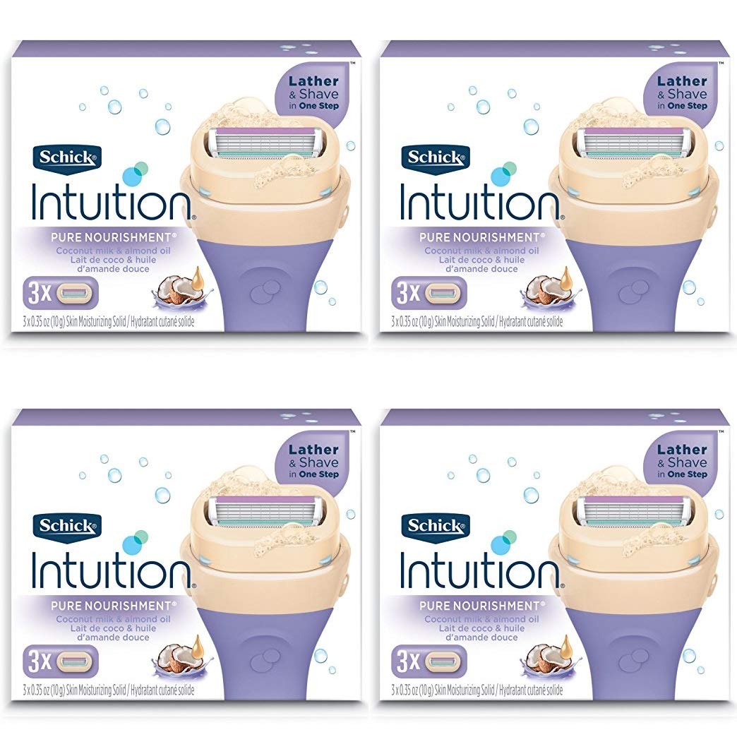 Schick Intuition Pure Nourishment Womens Razor Refills with Coconut Milk and Almond Oil