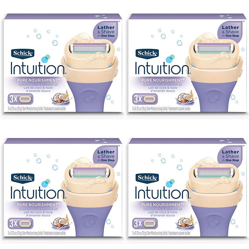 Schick Intuition Pure Nourishment Womens Razor Refills with Coconut Milk and Almond Oil